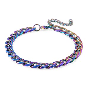 Cuban Chain Bracelet in ION Plated Rainbow Stainless Steel (7.50-9.50In)