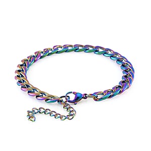 Cuban Chain Bracelet in ION Plated Rainbow Stainless Steel (7.50-9.50In)
