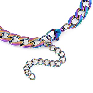 Cuban Chain Bracelet in ION Plated Rainbow Stainless Steel (7.50-9.50In)