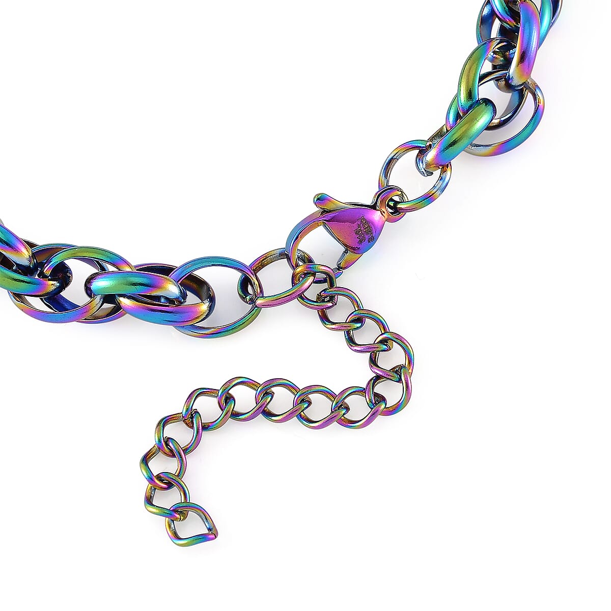 Rope Chain Bracelet in ION Plated Rainbow Stainless Steel (7.50-9.50In) image number 3