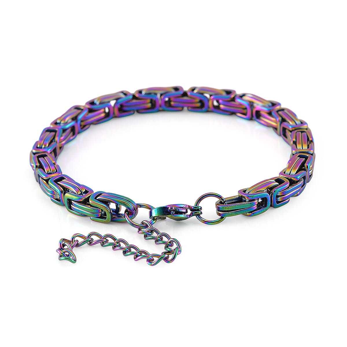 Byzantine Chain Bracelet in ION Plated Rainbow Stainless Steel (7.50-9.50In) image number 2