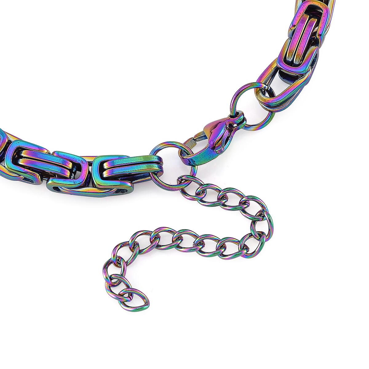 Byzantine Chain Bracelet in ION Plated Rainbow Stainless Steel (7.50-9.50In) image number 3