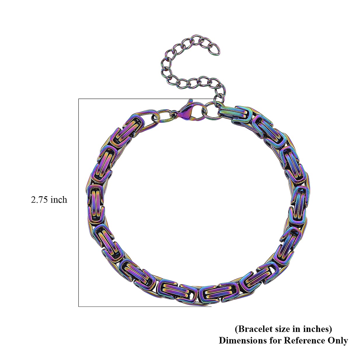 Byzantine Chain Bracelet in ION Plated Rainbow Stainless Steel (7.50-9.50In) image number 4