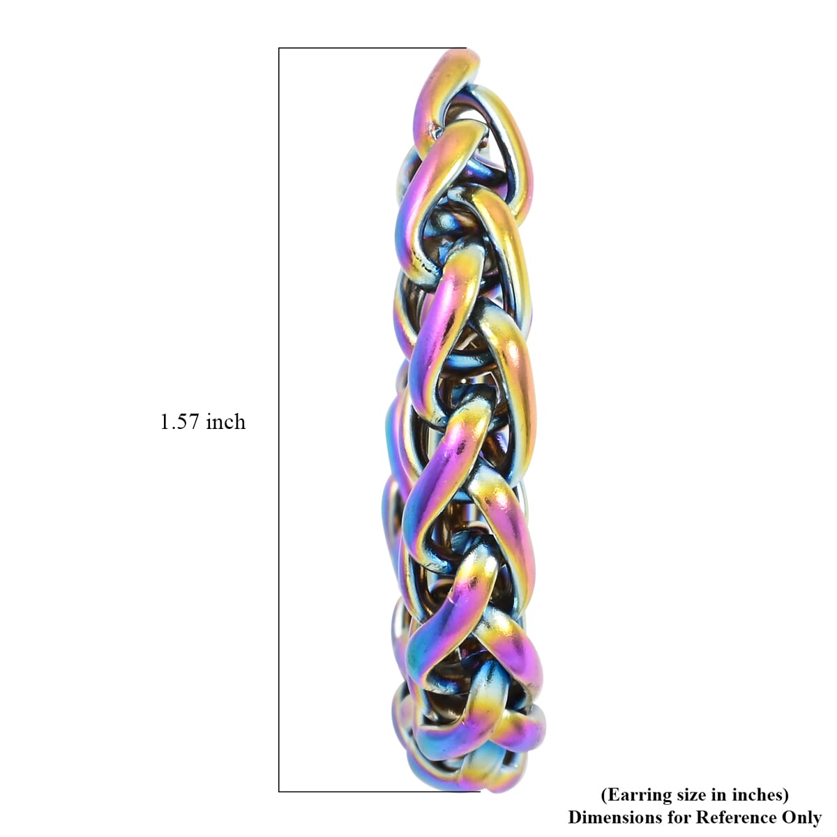 6mm Spiga Chain Hoop Earrings in ION Plated Rainbow Color Stainless Steel image number 4