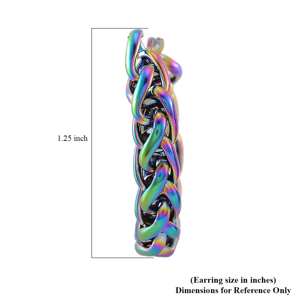6mm Spiga Chain Hoop Earrings in ION Plated Rainbow Color Stainless Steel image number 5