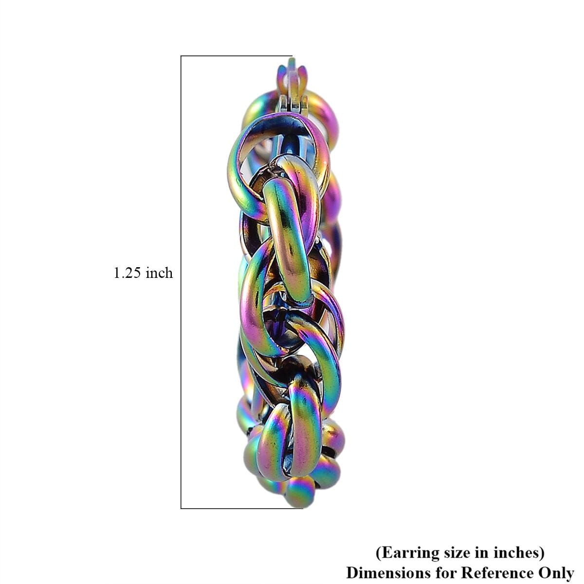 6mm Rope Chain Hoop Earrings in ION Plated Rainbow Color Stainless Steel image number 5