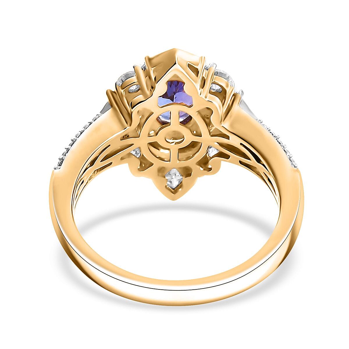 AAA Tanzanite and Multi Gemstone 1.70 ctw Art Deco Ring in 18K Vermeil Yellow Gold Over Sterling Silver (Size 6.0) image number 4
