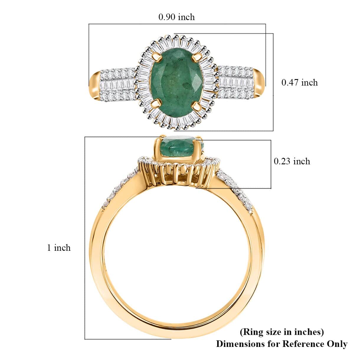 Kagem Zambian Emerald, White Diamond Ring in 18K Vermeil YG Over Sterling Silver (Size 10.0) 1.50 ctw image number 5