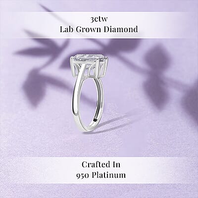 IGI Certified 950 Platinum Luxuriant Lab Grown Diamond (G, VS2) Solitaire Ring (Size 10.0) (4.70 g) 3.00 ctw