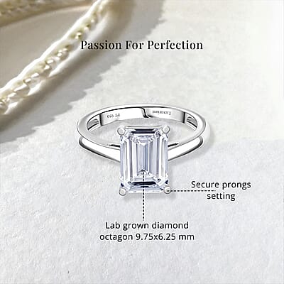 IGI Certified 950 Platinum Luxuriant Lab Grown Diamond (G, VS2) Solitaire Ring (Size 10.0) (4.70 g) 3.00 ctw