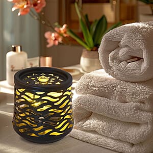 Indoor Wave Pattern Water Fountain with Warm Yellow LED Light