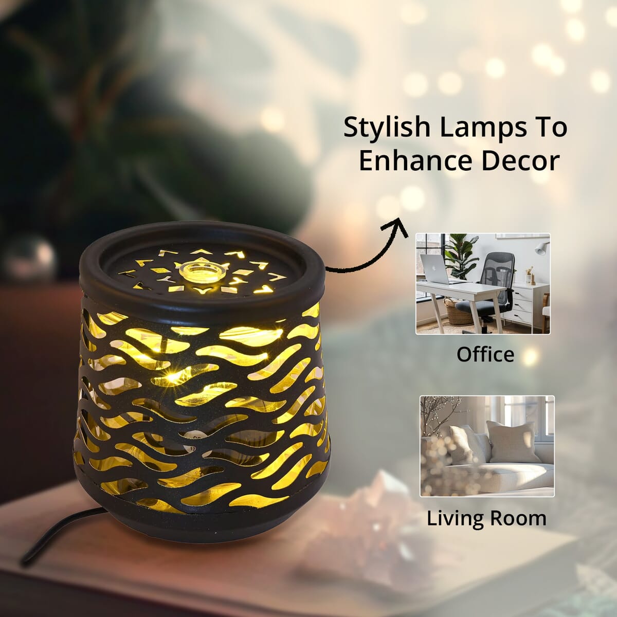 Indoor Wave Pattern Water Fountain with Warm Yellow LED Light image number 2