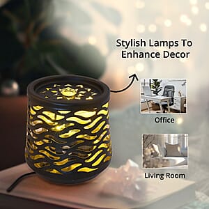 Indoor Wave Pattern Water Fountain with Warm Yellow LED Light