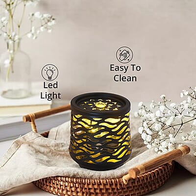 Indoor Wave Pattern Water Fountain with Warm Yellow LED Light