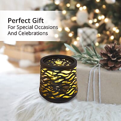 Indoor Wave Pattern Water Fountain with Warm Yellow LED Light