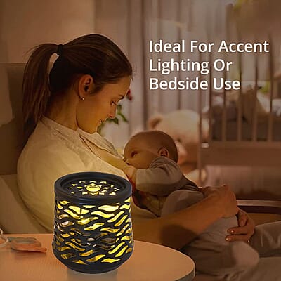 Indoor Wave Pattern Water Fountain with Warm Yellow LED Light