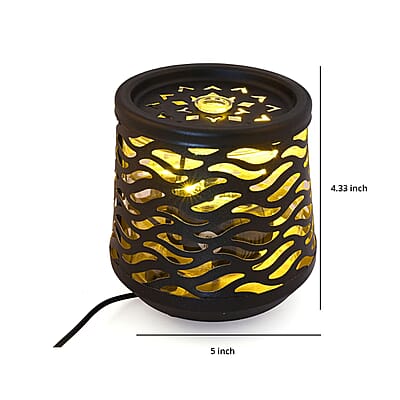 Indoor Wave Pattern Water Fountain with Warm Yellow LED Light