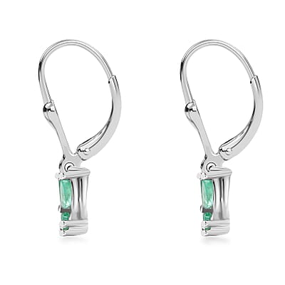 D'Joy Kagem Zambian Emerald 0.75 ctw Butterfly Earrings in Rhodium Over Sterling Silver