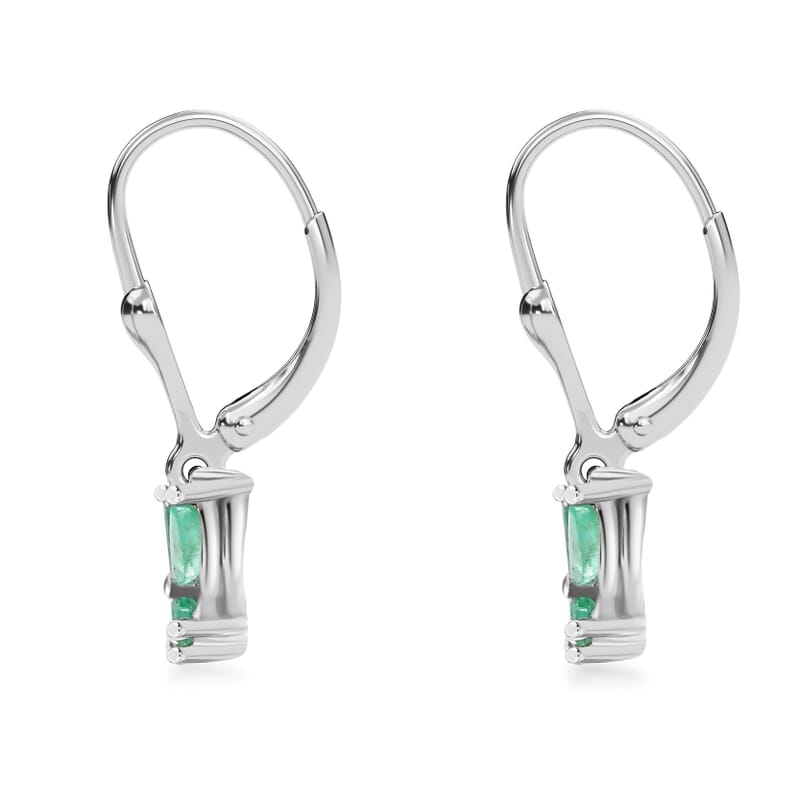 D'Joy Kagem Zambian Emerald 0.75 ctw Butterfly Earrings in Rhodium Over Sterling Silver