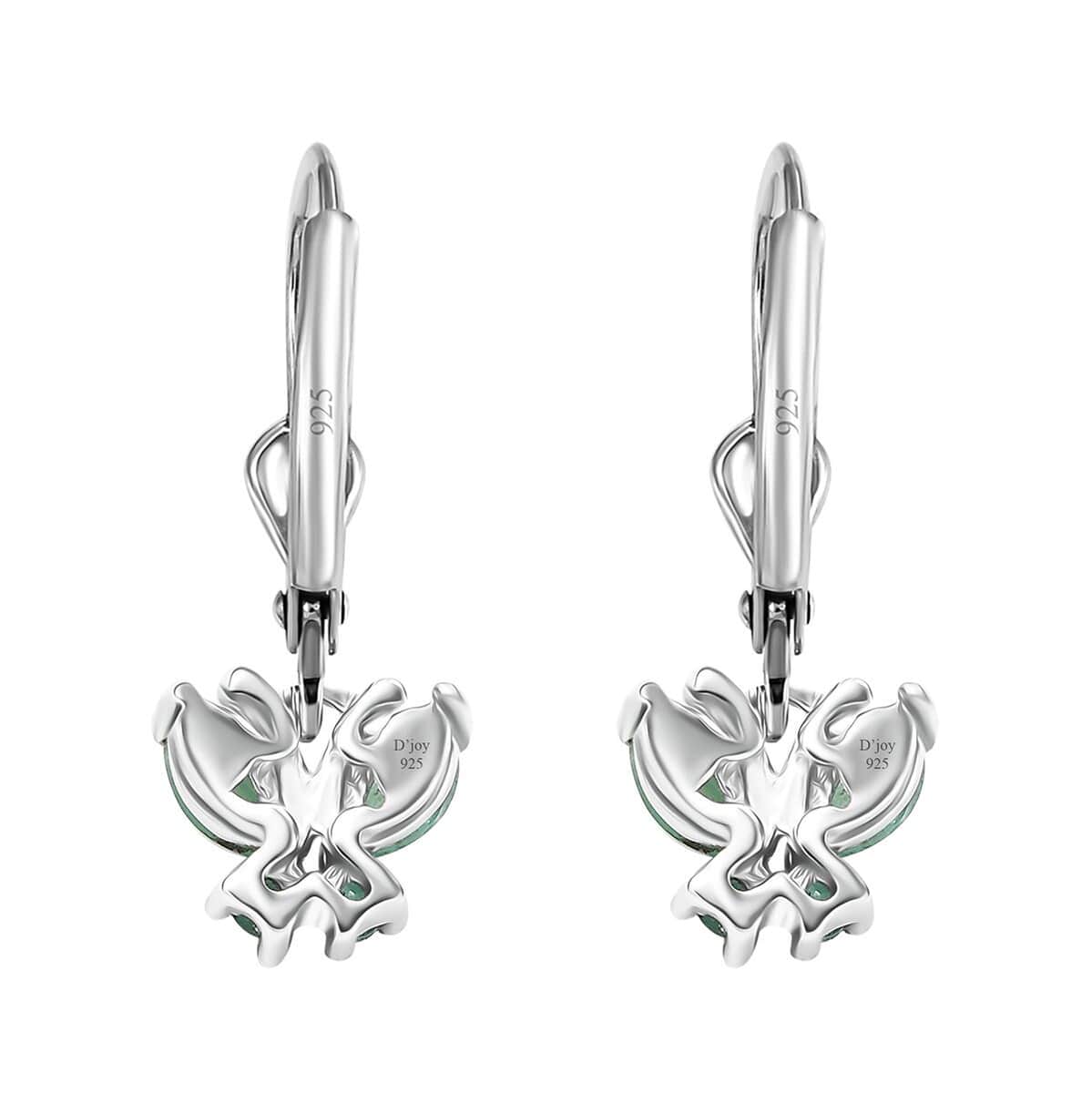 Kagem Zambian Emerald 0.75 ctw Butterfly Earrings in Rhodium Over Sterling Silver image number 4