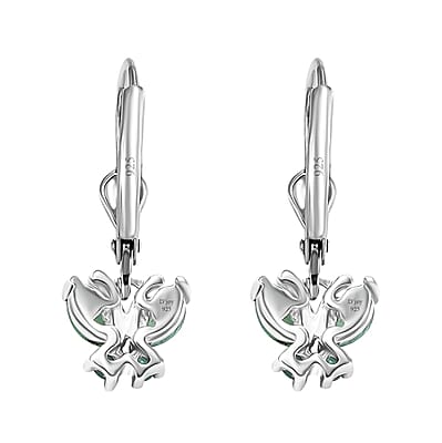 D'Joy Kagem Zambian Emerald 0.75 ctw Butterfly Earrings in Rhodium Over Sterling Silver