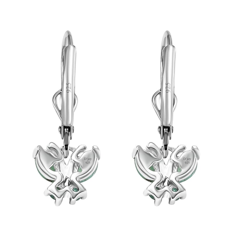 D'Joy Kagem Zambian Emerald 0.75 ctw Butterfly Earrings in Rhodium Over Sterling Silver