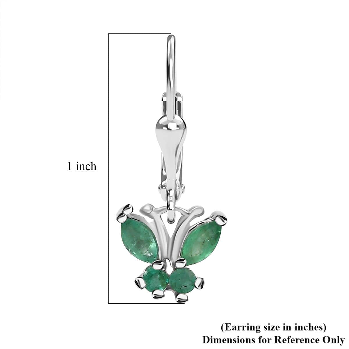 Kagem Zambian Emerald 0.75 ctw Butterfly Earrings in Rhodium Over Sterling Silver image number 5