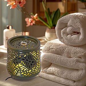 Indoor Leaf Pattern Water Fountain with Warm Yellow LED Light