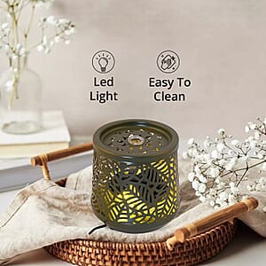 Indoor Leaf Pattern Water Fountain with Warm Yellow LED Light