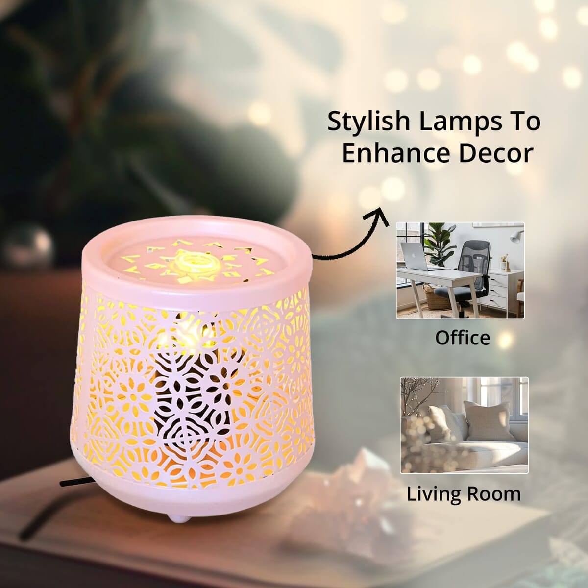 Indoor Flower Pattern Water Fountain with Warm Yellow LED Light image number 3