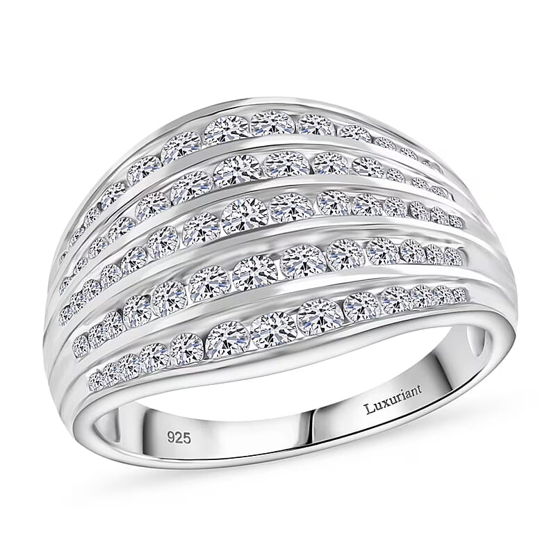 Luxuriant Lab Grown Diamond G-H SI 1.50 ctw Ring in Rhodium Over Sterling Silver (Size 10.0)