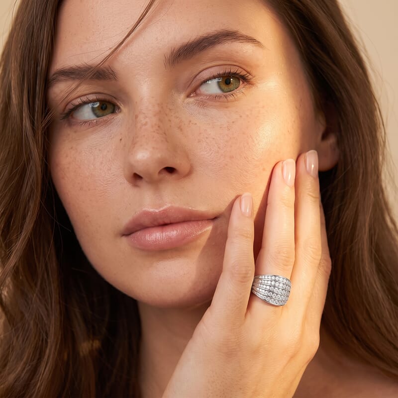 Luxuriant Lab Grown Diamond G-H SI 1.50 ctw Ring in Rhodium Over Sterling Silver (Size 10.0)