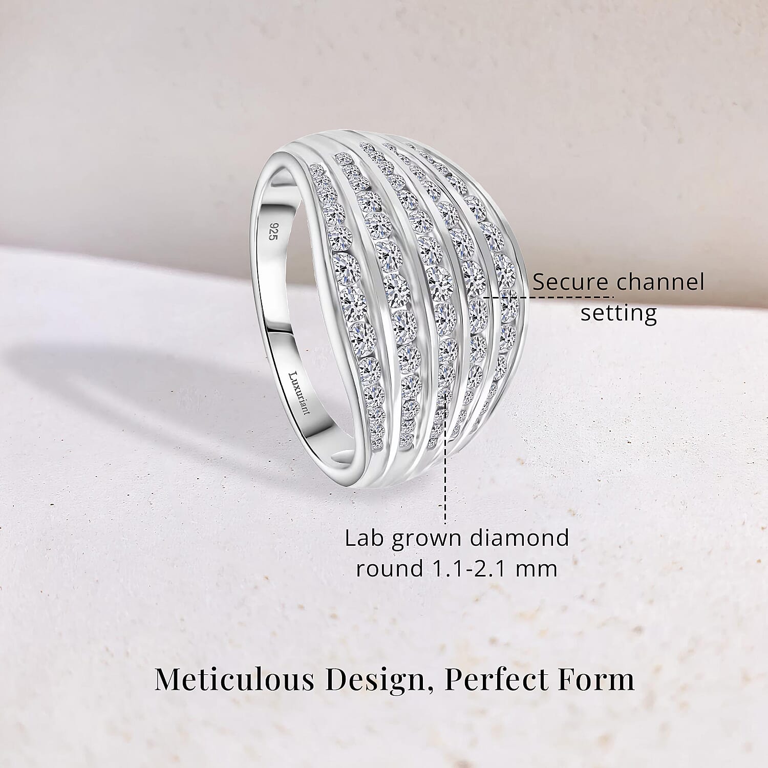 Luxuriant Lab Grown Diamond G-H SI 1.50 ctw Ring in Platinum Over Sterling Silver (Size 10.0) (Del. in 10-12 Days)