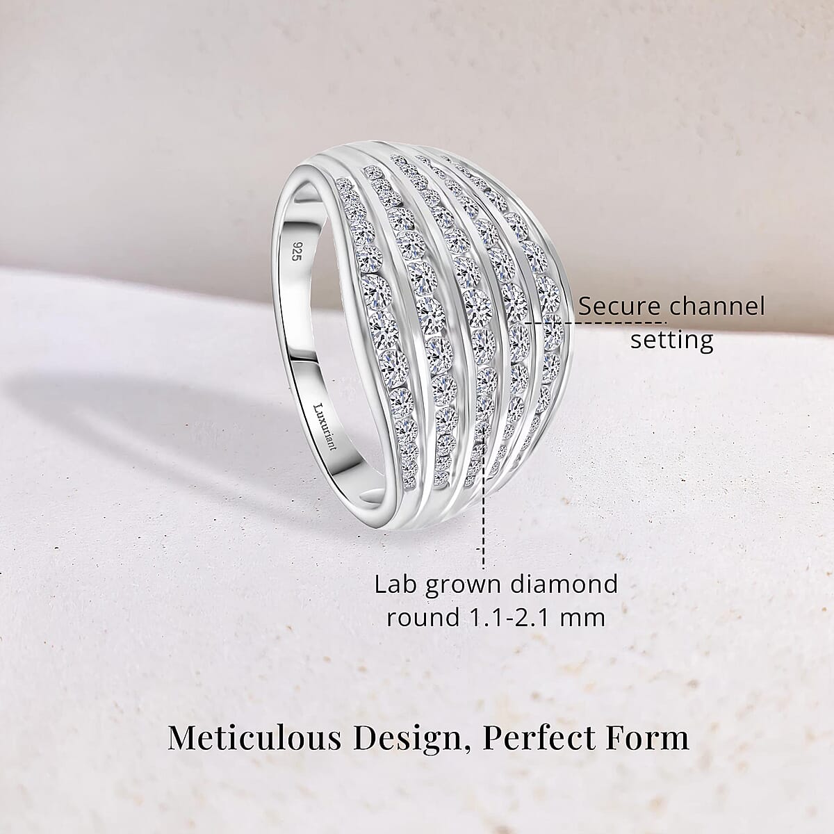 Luxuriant Lab Grown Diamond G-H SI 1.50 ctw Ring in Platinum Over Sterling Silver (Size 5.0) image number 5