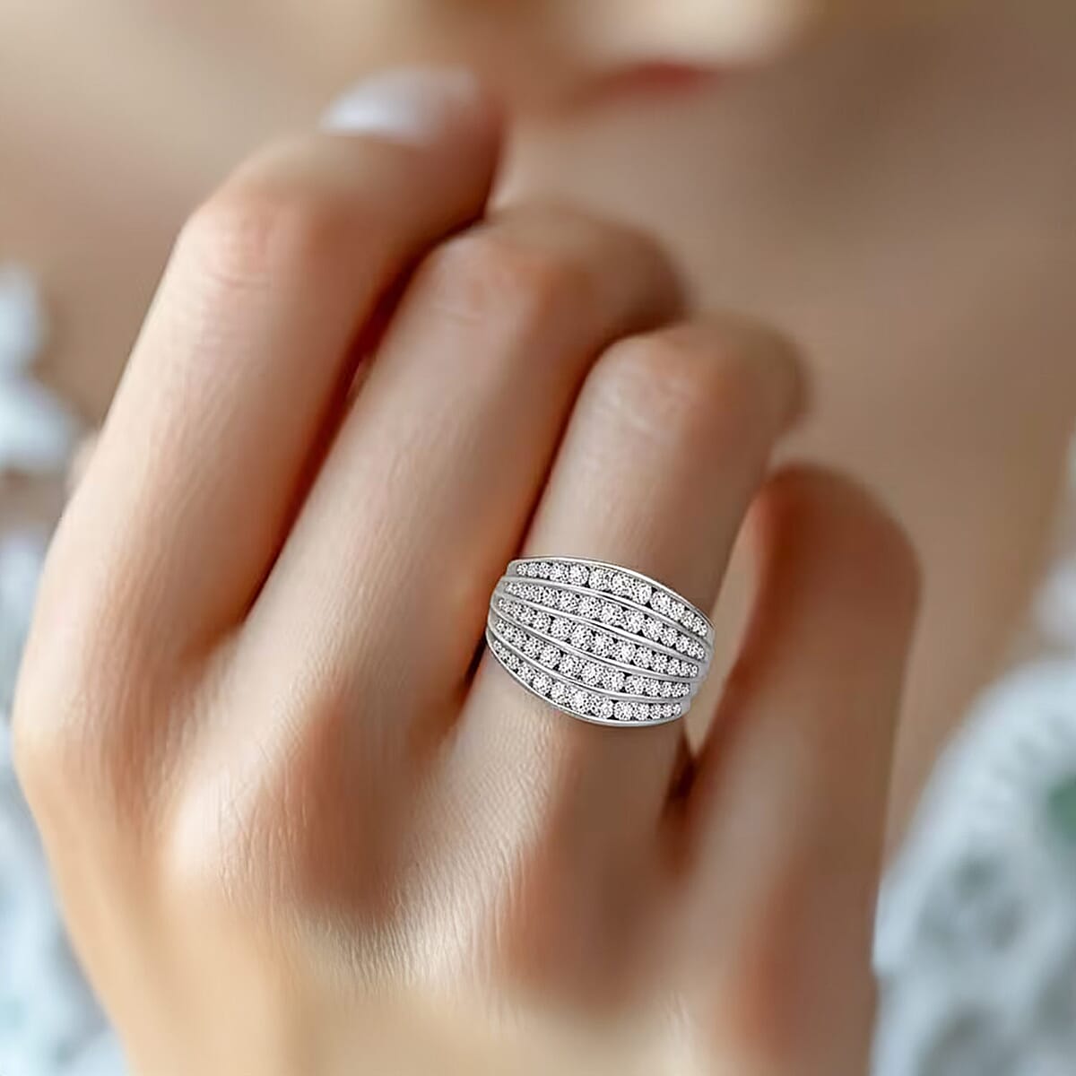 Luxuriant Lab Grown Diamond G-H SI 1.50 ctw Ring in Platinum Over Sterling Silver (Size 9.0) (Del. in 10-12 Days) image number 1