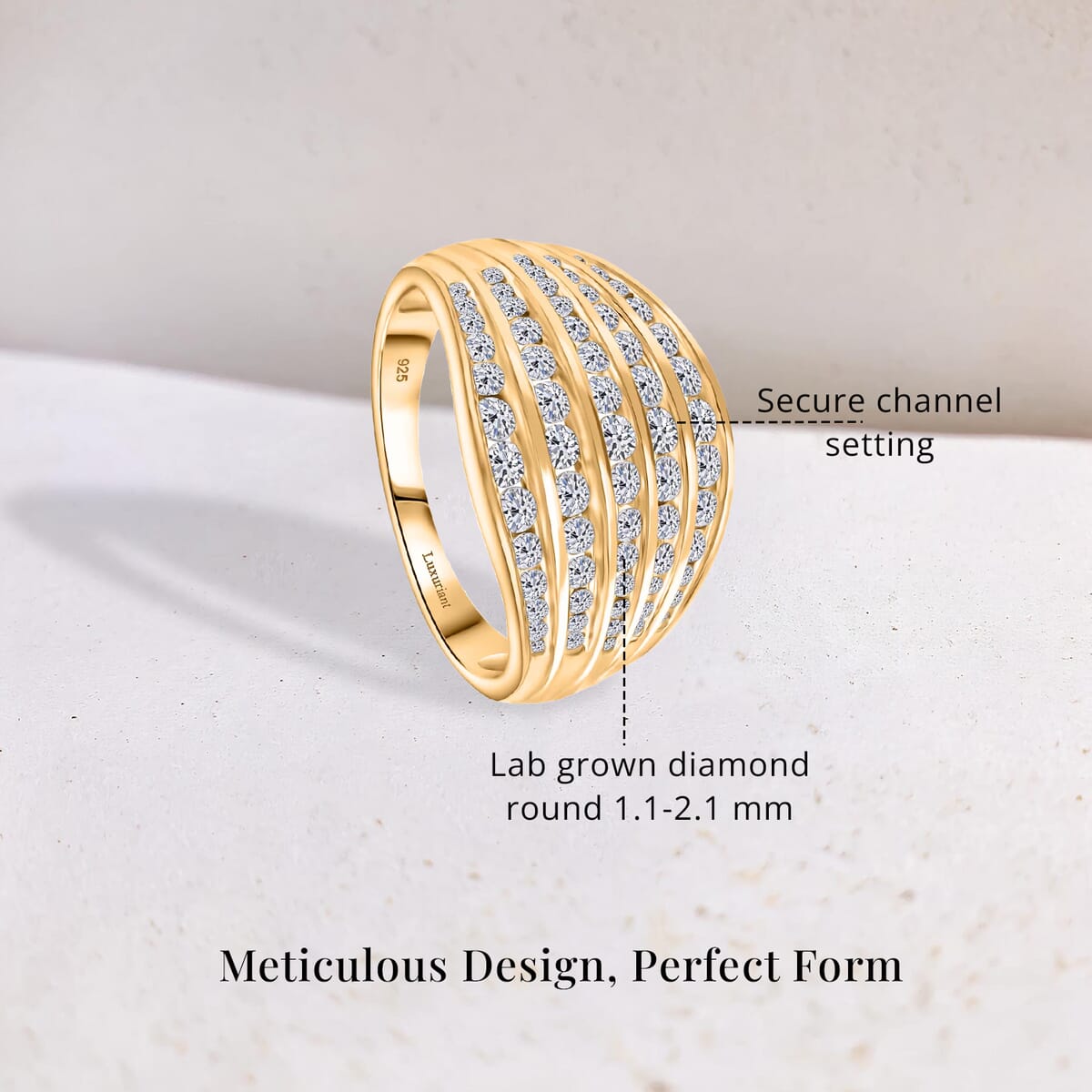Luxuriant Lab Grown Diamond G-H SI 1.50 ctw Ring in Vermeil Yellow Gold Over Sterling Silver (Size 10.0) image number 5