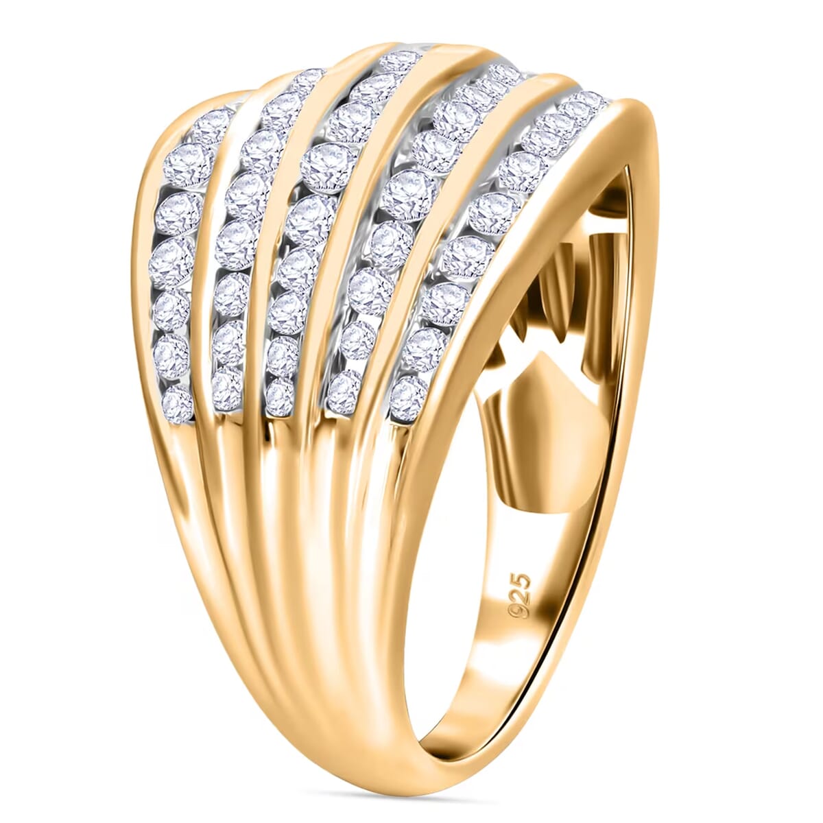 Luxuriant Lab Grown Diamond G-H SI 1.50 ctw Ring in Vermeil Yellow Gold Over Sterling Silver (Size 10.0) image number 8