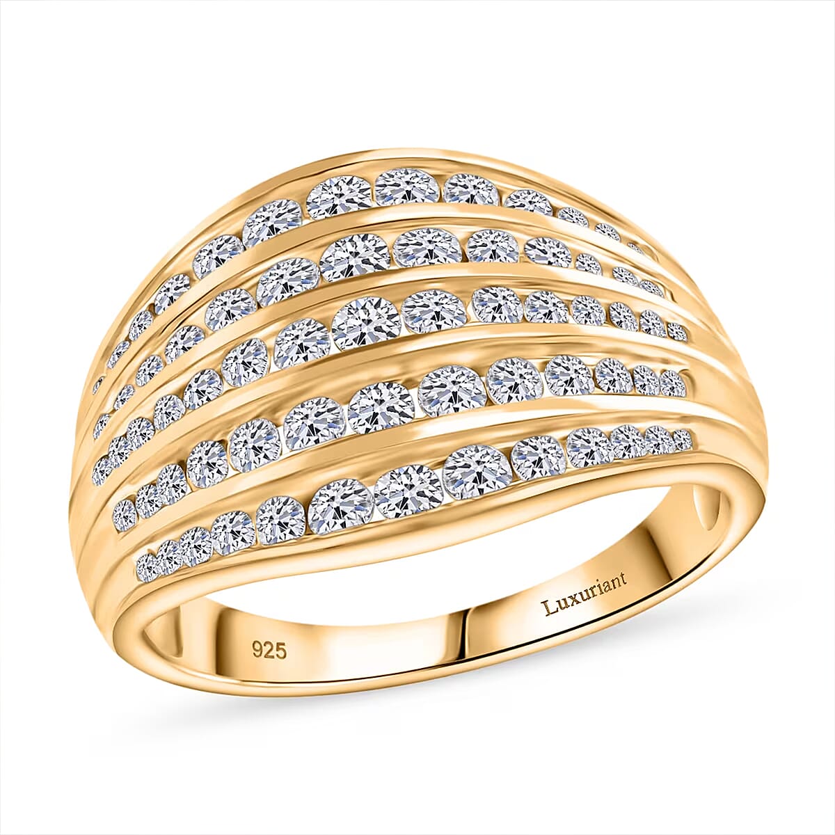 Luxuriant Lab Grown Diamond G-H SI 1.50 ctw Ring in Vermeil Yellow Gold Over Sterling Silver (Size 6.0) (Del. In 10-12 Days) image number 0