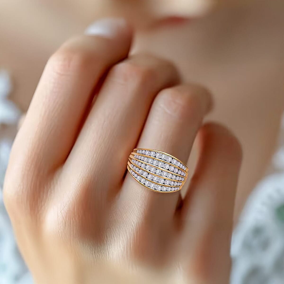 Luxuriant Lab Grown Diamond G-H SI 1.50 ctw Ring in Vermeil Yellow Gold Over Sterling Silver (Size 6.0) (Del. In 10-12 Days) image number 1