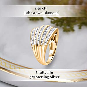Luxuriant Lab Grown Diamond G-H SI 1.50 ctw Ring in Vermeil Yellow Gold Over Sterling Silver (Size 8.0) (Del. In 10-12 Days)