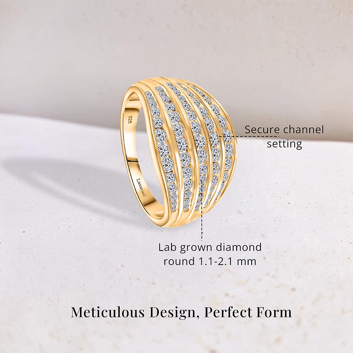 Luxuriant Lab Grown Diamond G-H SI 1.50 ctw Ring in Vermeil Yellow Gold Over Sterling Silver (Size 8.0) image number 5