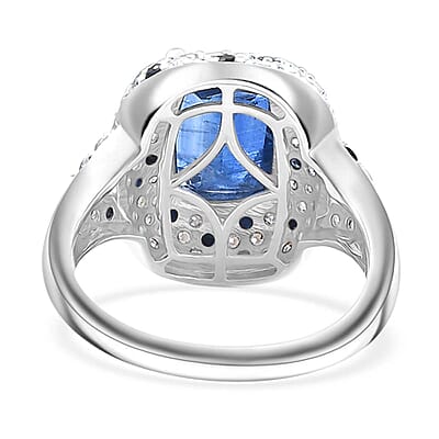 D'Joy Kashmir Kyanite and Multi Gemstone 4.80 ctw Midnight Majesty Ring in Rhodium Over Sterling Silver (Size 10.0)