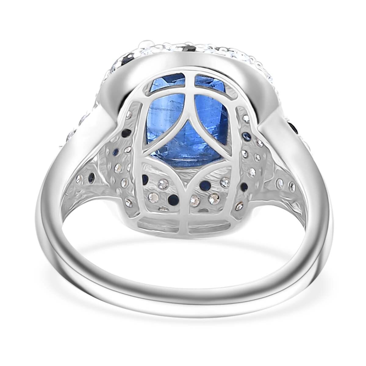 Kashmir Kyanite and Multi Gemstone 4.80 ctw Midnight Majesty Ring in Rhodium Over Sterling Silver (Size 5.0) image number 4
