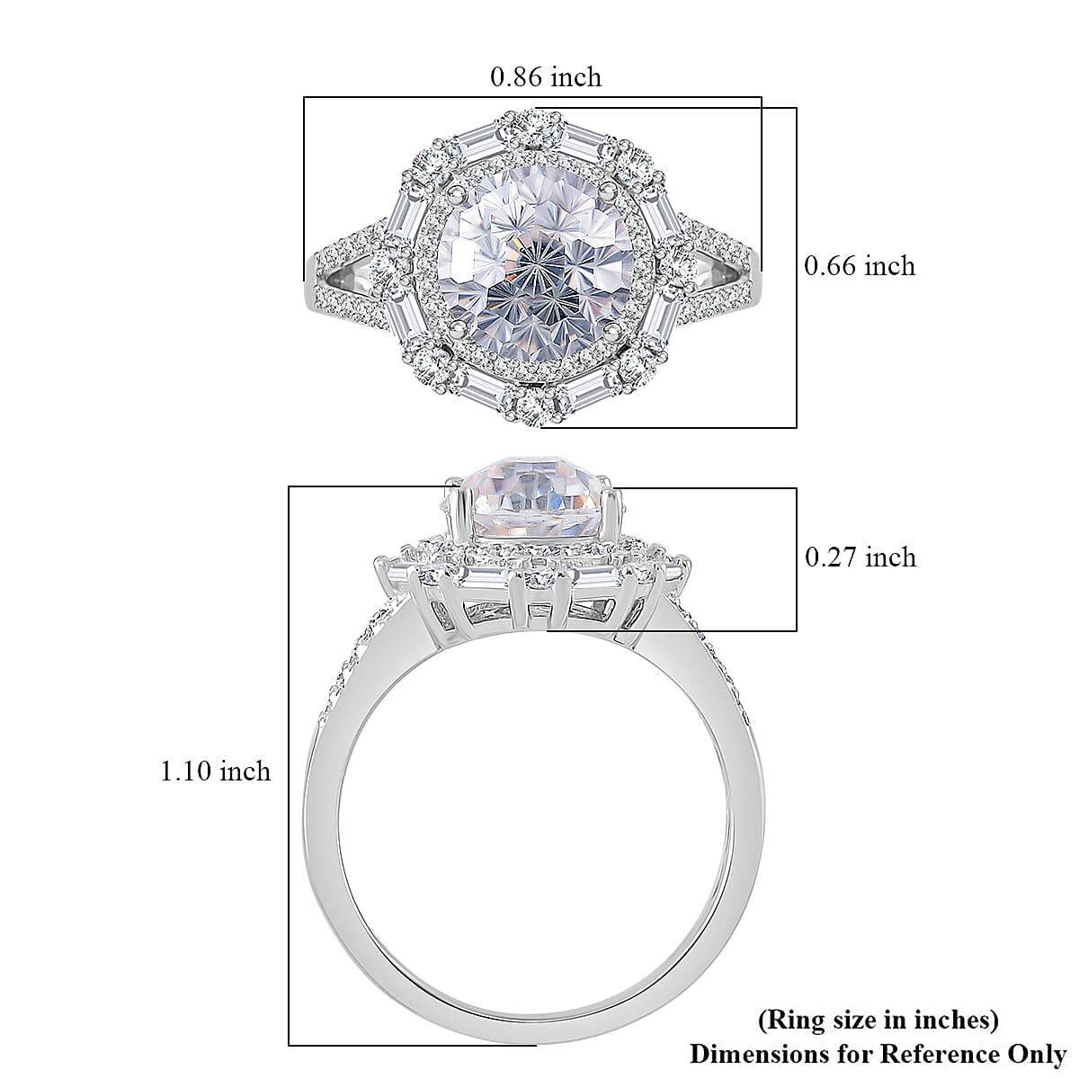 Maple Cut Moissanite 3.75 ctw Radiant Halo Ring in Rhodium Over Sterling Silver (Size 10.0)