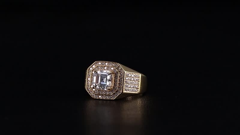 Moissanite (Oct 7x7 mm) Men's Ring in 18K Vermeil YG Over Sterling Silver (Size 10.0) 2.55 ctw