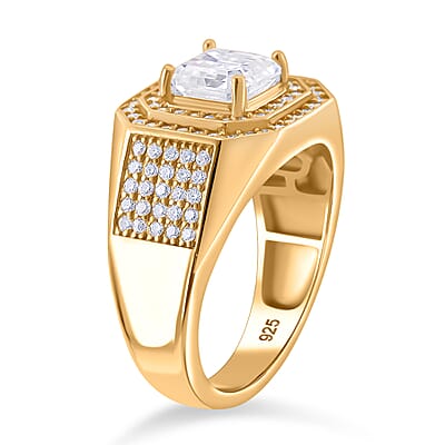 Moissanite 2.55 ctw Men's Ring in 18K Vermeil Yellow Gold Over Sterling Silver (Size 10.0)