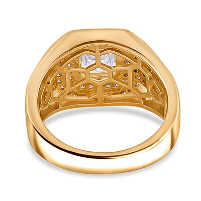 Moissanite 2.55 ctw Men's Ring in 18K Vermeil Yellow Gold Over Sterling Silver (Size 10.0)