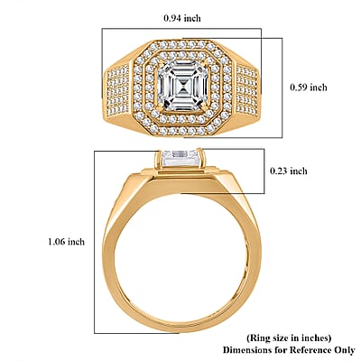 Moissanite 2.55 ctw Men's Ring in 18K Vermeil Yellow Gold Over Sterling Silver (Size 10.0)