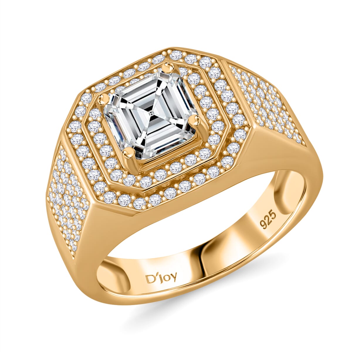 Moissanite 2.55 ctw Men's Ring in 18K Vermeil Yellow Gold Over Sterling Silver (Size 9.0) image number 0