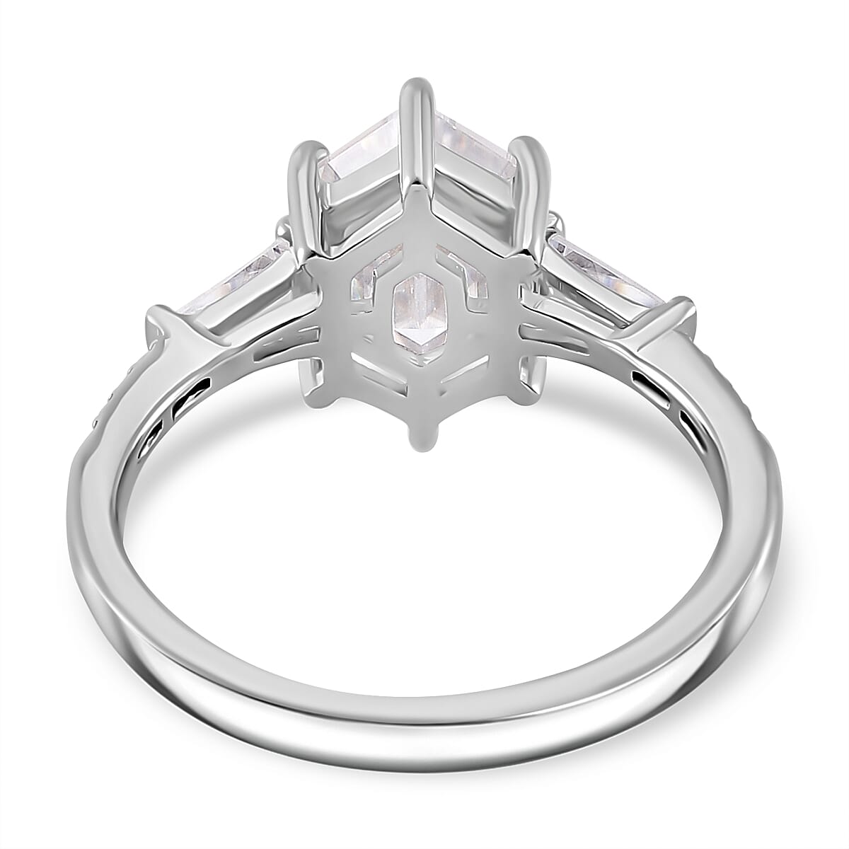 D'Joy Moissanite 2.90 ctw Ring in Rhodium Over Sterling Silver (Size 10.0)